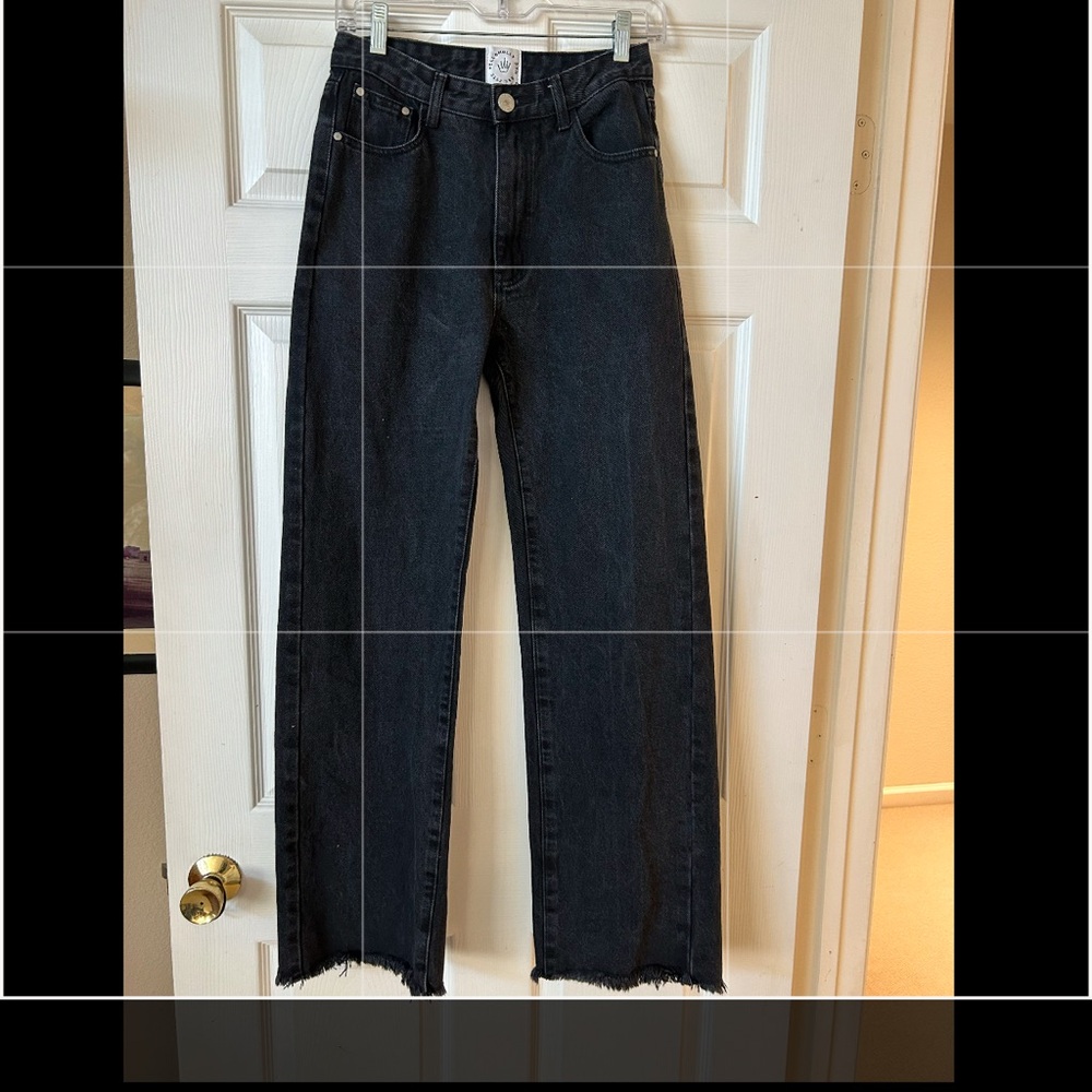 Hello Molly wide leg raw hem jeans